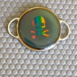 Rainbow crossbones silver double sided connector